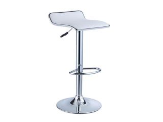 Powell White Faux Leather / Chrome Bar Stools (2 Stools)   211 847