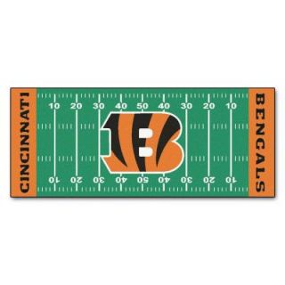 FANMATS Cincinnati Bengals 2 ft. 6 in. x 6 ft. Football Field Rug Runner Rug 7348