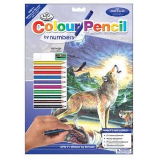 Colour Pencil By Number Kit 8 3/4"X11 3/4" Wolves By Stream
