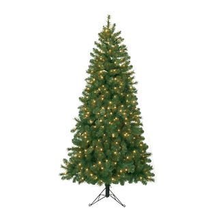 Ft Pre Lit Corner Pine Artificial Christmas Tree with Clear Lights