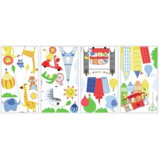 RoomMates 5 in. W x 11.5 in. H Animals in the City 32 Piece Peel and Stick Wall Decal RMK3023SCS