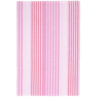 Ticking Woven Cotton Pink Sand Area Rug by Dash and Albert Rugs