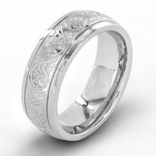 Men's Stainless Steel Engraved Design Ring