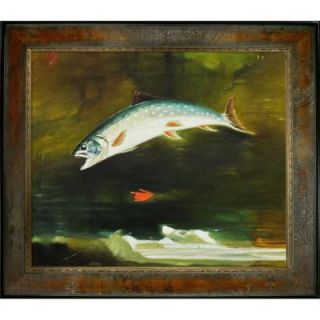20 in. x 24 in. Jumping Trout Hand Painted Classic Artwork DISCONTINUED WH2802 FR M8334120X24