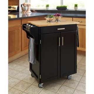 Home Styles Kitchen Cart, Black With Wood Top