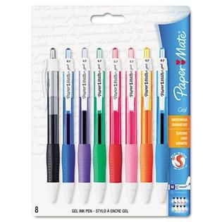 Paper Mate  ® Roller Ball Stick Gel Pen, Assorted Ink, Medium, 8 per