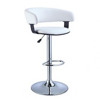 Powell White Faux Leather Barrel & Chrome Adjustable Height Bar