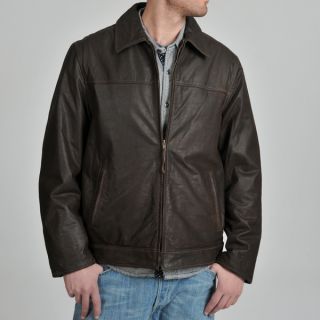 Mens Brown Leather Jacket with Zip out Liner