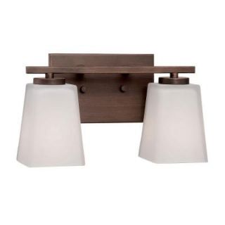 Millennium Lighting 2 Light Rubbed Bronze Vanity Light with Etched White Glass 292 RBZ