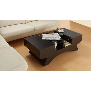 Furniture of America Drexa Glass Insert Storage Coffee Table   Home