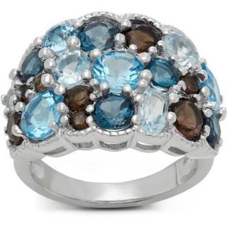 Gioelli Sterling Silver Stylish Multi color Topaz Designer Ring Size 6