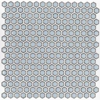 Splashback Tile Bliss Edged Hexagon Polished Gray 12 in. x 12 in. x 10 mm Ceramic Mosaic Tile BLISSPNYRNDPOLGRAY
