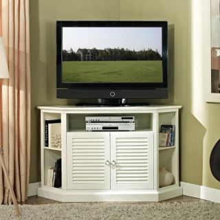 52 in. White Wood Corner TV Stand   14324973   Shopping