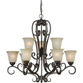 Talista 9 Light Bordeaux Bronze Chandelier with Umber Mist Glass Shade CLI FRT2311 09 64