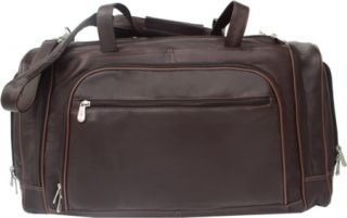 Piel Leather Multi Compartment Duffel Bag 2462   Chocolate Leather