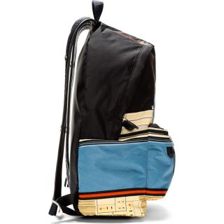 Givenchy Blue & Black Canvas Robot Print Backpack