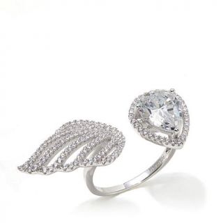 Absolute™ 3.2ct Pear Cut and Angel Wing Open Front Ring   7886701