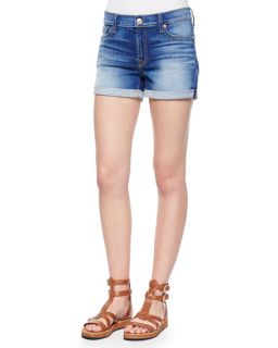 7 For All Mankind Roll Up Denim Shorts, Brilliant Azure