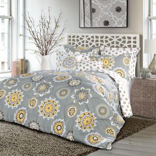 Lush Décor Adrianne Comforters Yellow/ Gray 7 Piece Set King   Home