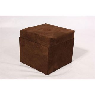 Storage Cube Chocolate Brown Microfiber Ottoman  