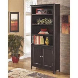 Ashley Carlyle Large Bookcase with Doors in Almost Black