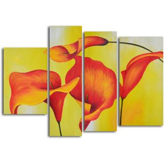 My Art Outlet Singing Lilies 5 Piece Original Painting on Canvas Set