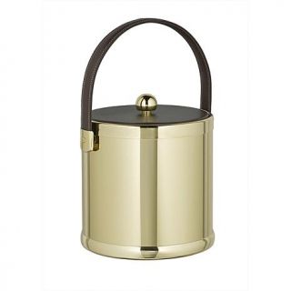 3 Quart Ice Bucket with Stitched Faux Leather Handle and Faux Leather Lid   7624573