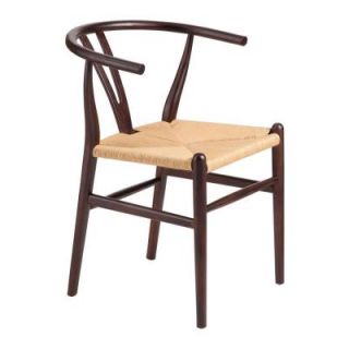 ZUO Dark Walnut and Natural Wicker Polk Chair (Set of 2) 98286