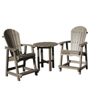 Vifah Roch Recycled Plastics 3 Piece Patio Cafe Seating Set in Weathered Wood DISCONTINUED A3458.1091SET7 WW.5.11