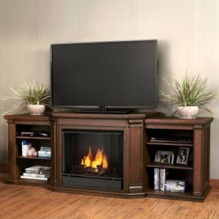 Real Flame Valmont 76 in. Media Console Ventless Gel Fuel Fireplace in Chestnut Oak 7930 CO