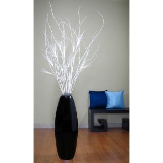 28 inch Black Lacquer Cylinder Vase and White Birch Branches