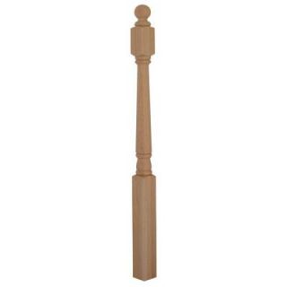 Stair Parts 4046 60 in. x 3 in. Unfinished Red Oak Ball Top Landing Newel Post 4046R 060 SDBNL