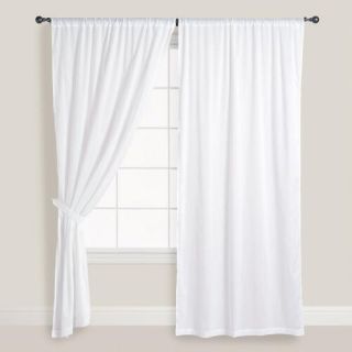 White Cotton Voile Curtains, Set of 2