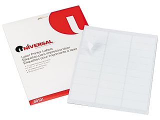 Universal 80101 Laser Printer Permanent Labels  2 5/8 x 1  White  750 per Pack