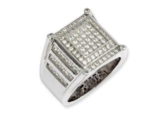 Sterling Silver & Cz Brilliant Embers Men's Ring, Size 11