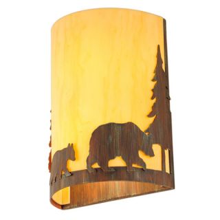 Light Pine Tree and Bear Wall Sconce by Meyda Tiffany