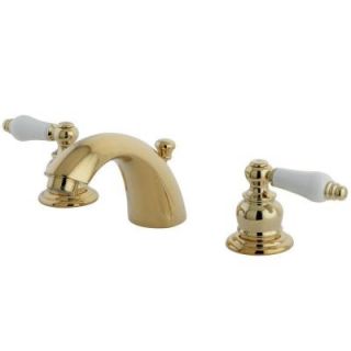 Kingston Brass Victorian 4 in. Mini Widespread 2 Handle Mid Arc Bathroom Faucet in Polished Brass HKB942B