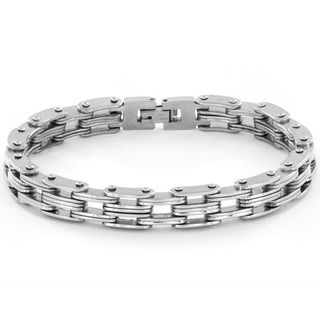 Stainless Steel Mens Bicycle Style Chain Link Bracelet  