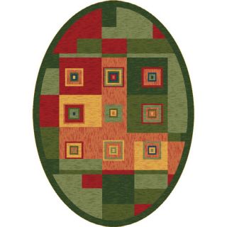 Milliken Bloques Oval Red Geometric Tufted Area Rug (Common 4 ft x 6 ft; Actual 3.83 ft x 5.33 ft)