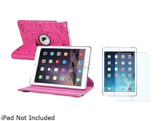 Insten Hot Pink Cute Swivel Stand Leather Case + Clear Screen Protector for Apple iPad Air 2nd Gen 1991183   Laptop Cases & Bags