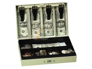PM Company Securit 04961 Steel Cash Box w/6 Compartments, Three Number Combination Lock, Pebble Beige
