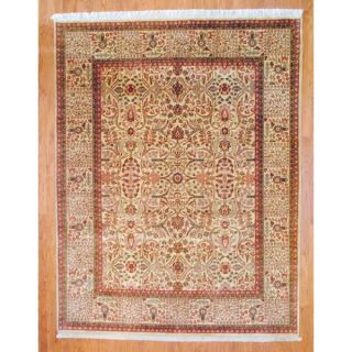Indo Hand knotted Ivory/ Red Farahan Wool Rug (8 x 10)  