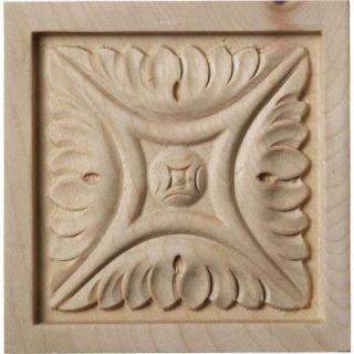 Ekena Millwork 3/4 in. x 3 1/2 in. x 3 1/2 in. Unfinished Wood Cherry Medium Middlesbrough Rosette ROS03X03MDCH
