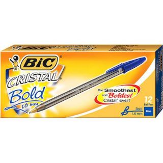 BIC Cristal Bold Ball Pen, Blue, 1 Dozen, 2 Pack