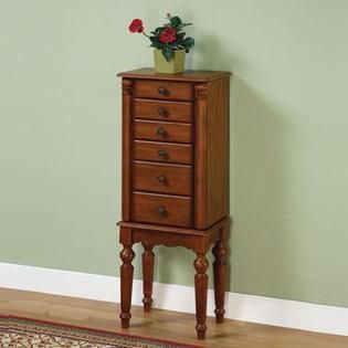 Powell Lightly Distressed Deep Cherry Jewelry Armoire   Home