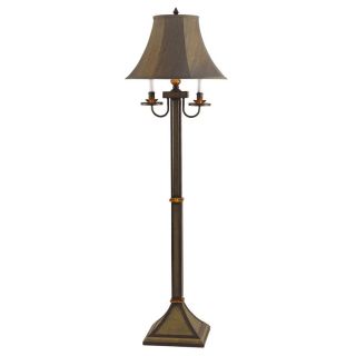 Cal Lighting 61 in 3 Way Switch Dark Verde and Bronze Shaded Floor Lamp Indoor Floor Lamp with Shade