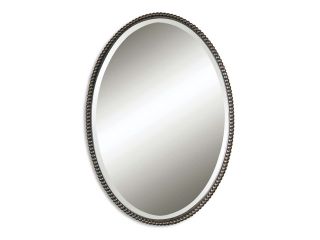 Uttermost Sherise Collection 32" High Beaded Oval Mirror in Distressed Bronze