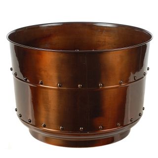 Shiny Carmel Metal 16 inch Rivet Planters (Set of 2)   13818703