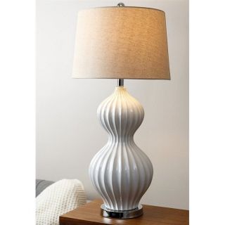 Abbyson Living Mia Fluted Table Lamp in White   LMP N3047 WHT