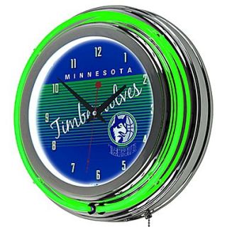 Trademark Global NBA Hardwood Classics NBA1400HC MT 14.5 Blue Double Ring Neon Clock, Minnesota Timberwolves